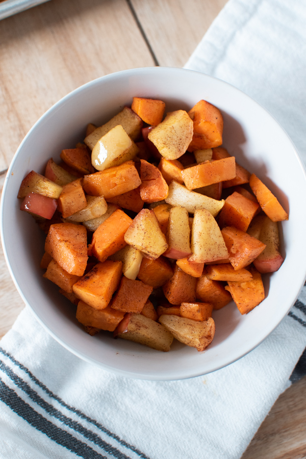 roasted sweet potatoes and apples, kids' recipes for Thanksgiving