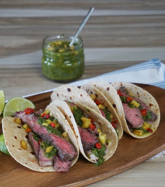 Tips for Grilling with Lump Charcoal and Grilled Steak Tacos with Pineapple Chimichurri