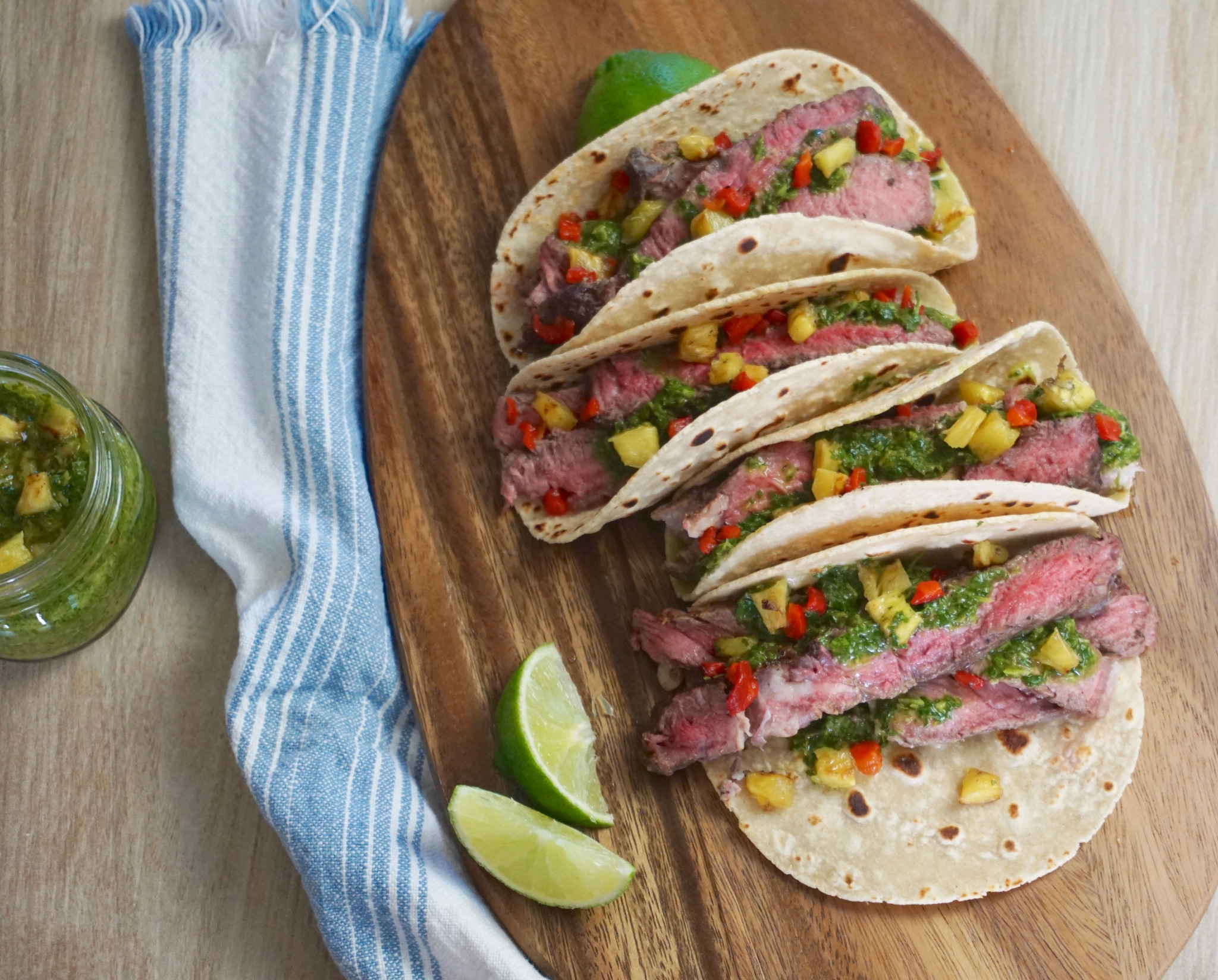 Grilled Steak Tacos with Pineapple Chimichurri