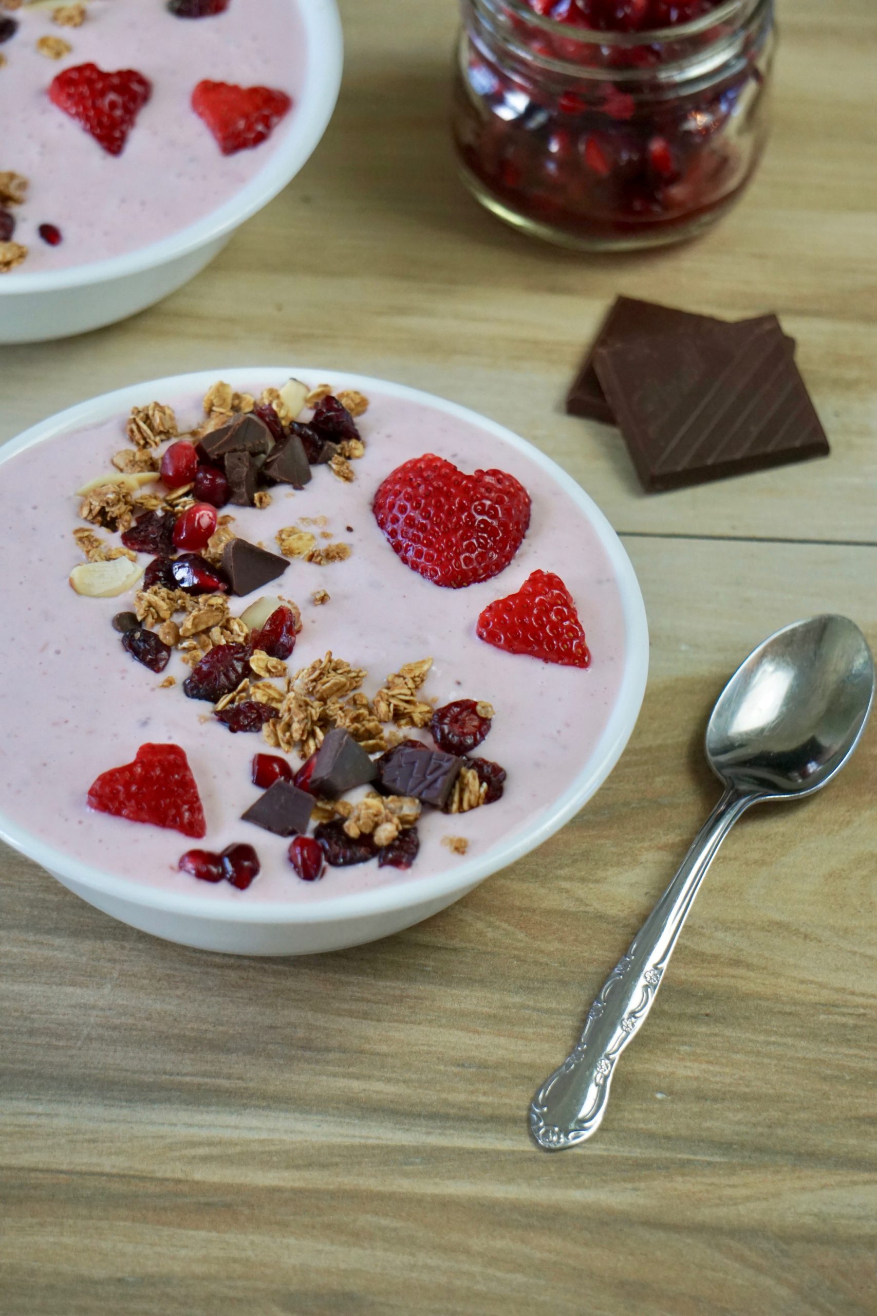 Red Berry and Chocolate Protein Smoothie Bowl