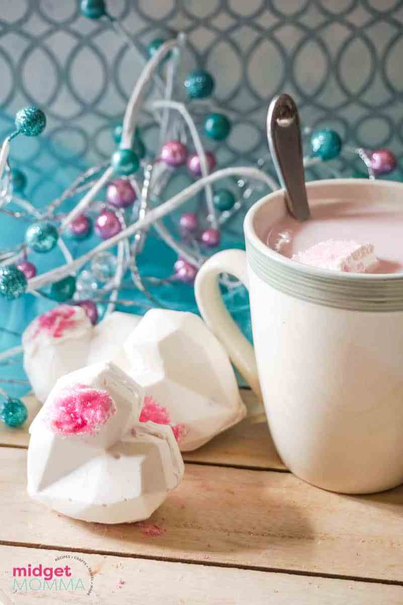 Heart Shaped Strawberry White Hot Chocolate Bombs, Chocolate desserts for Valentine's
