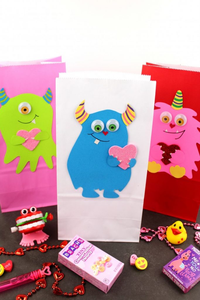 Cute Valentines Monster Treat Bags Craft for kids