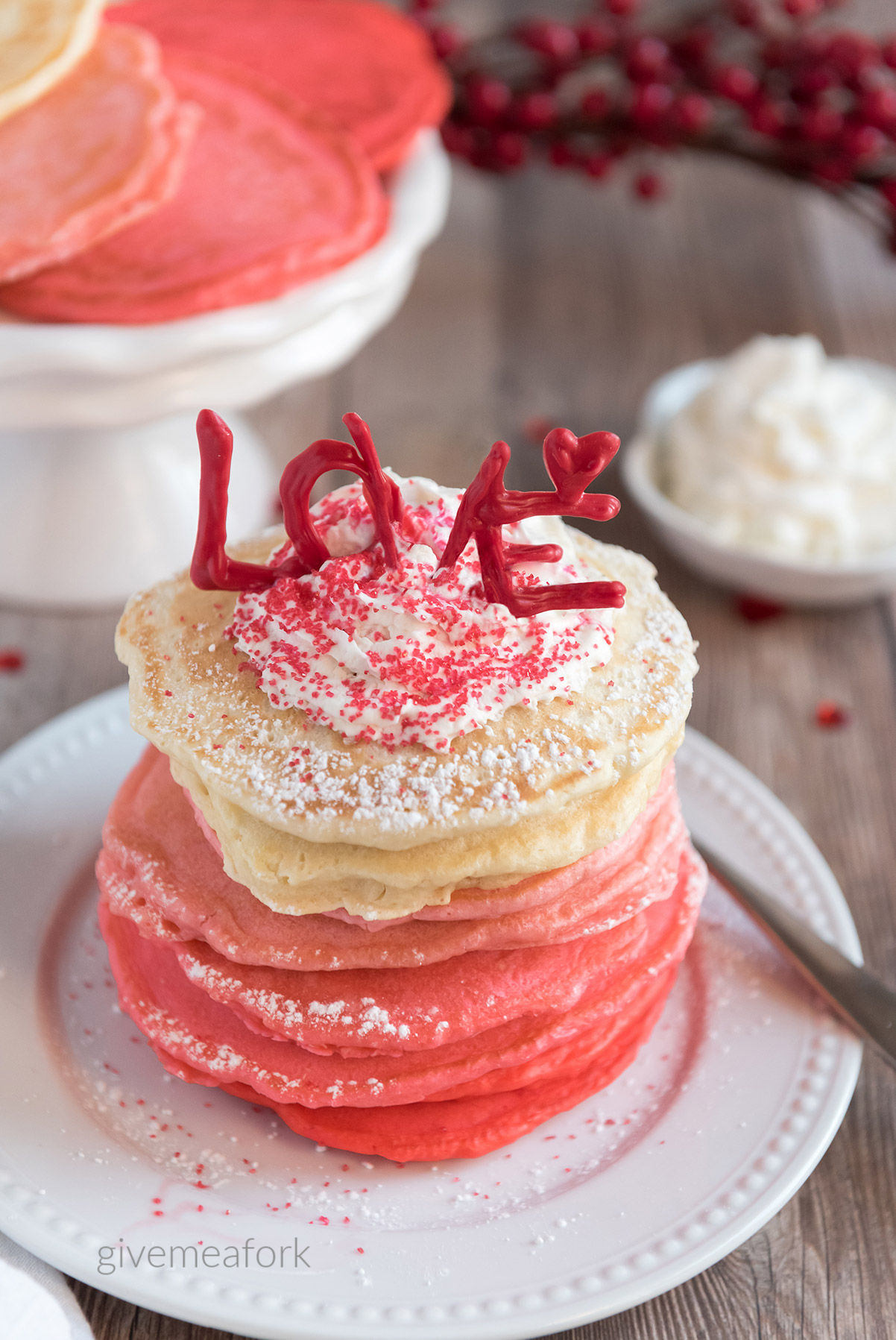 Pink Pancakes for Valentines Breakfast