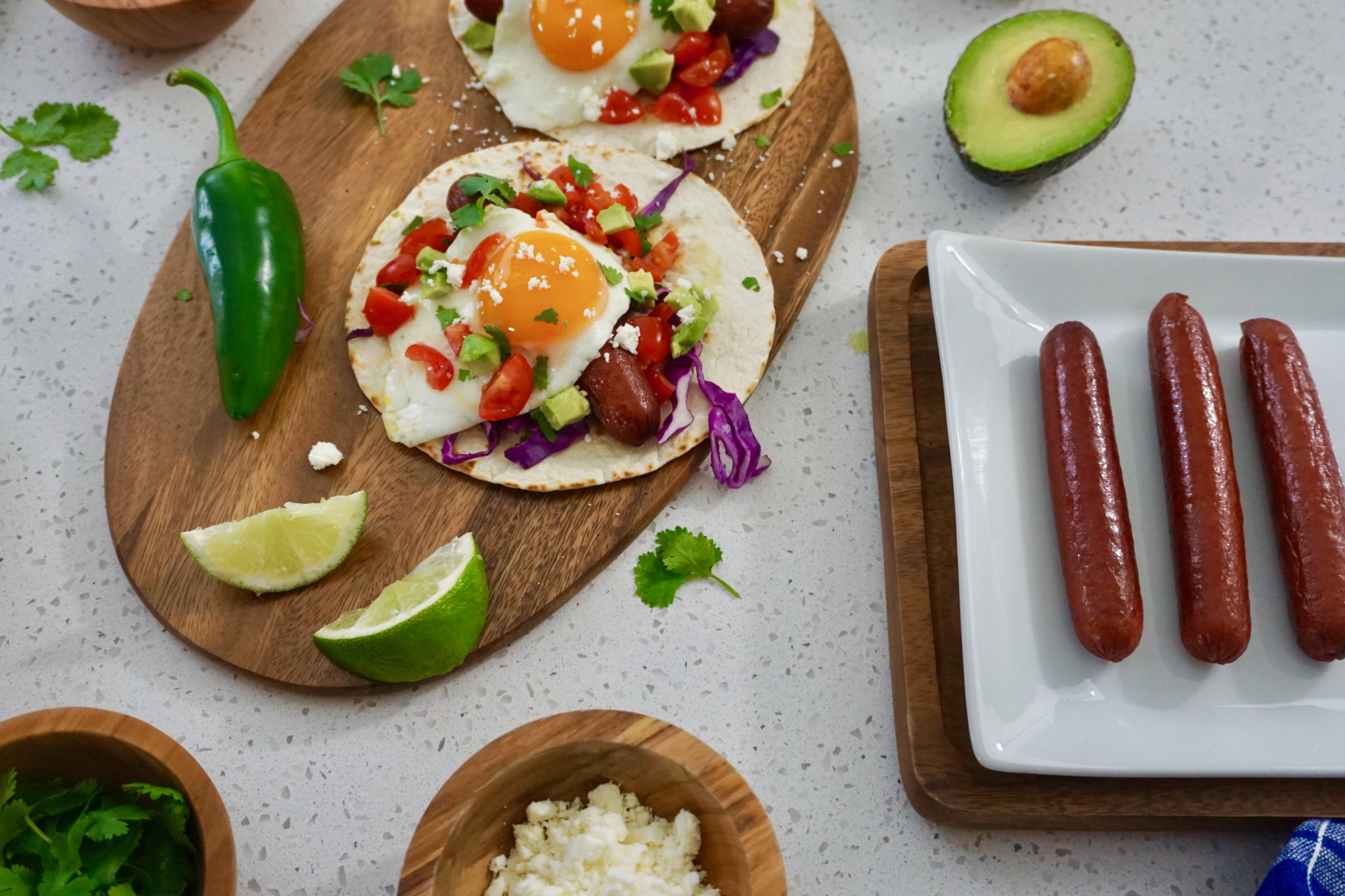 keto hot dog and egg tacos