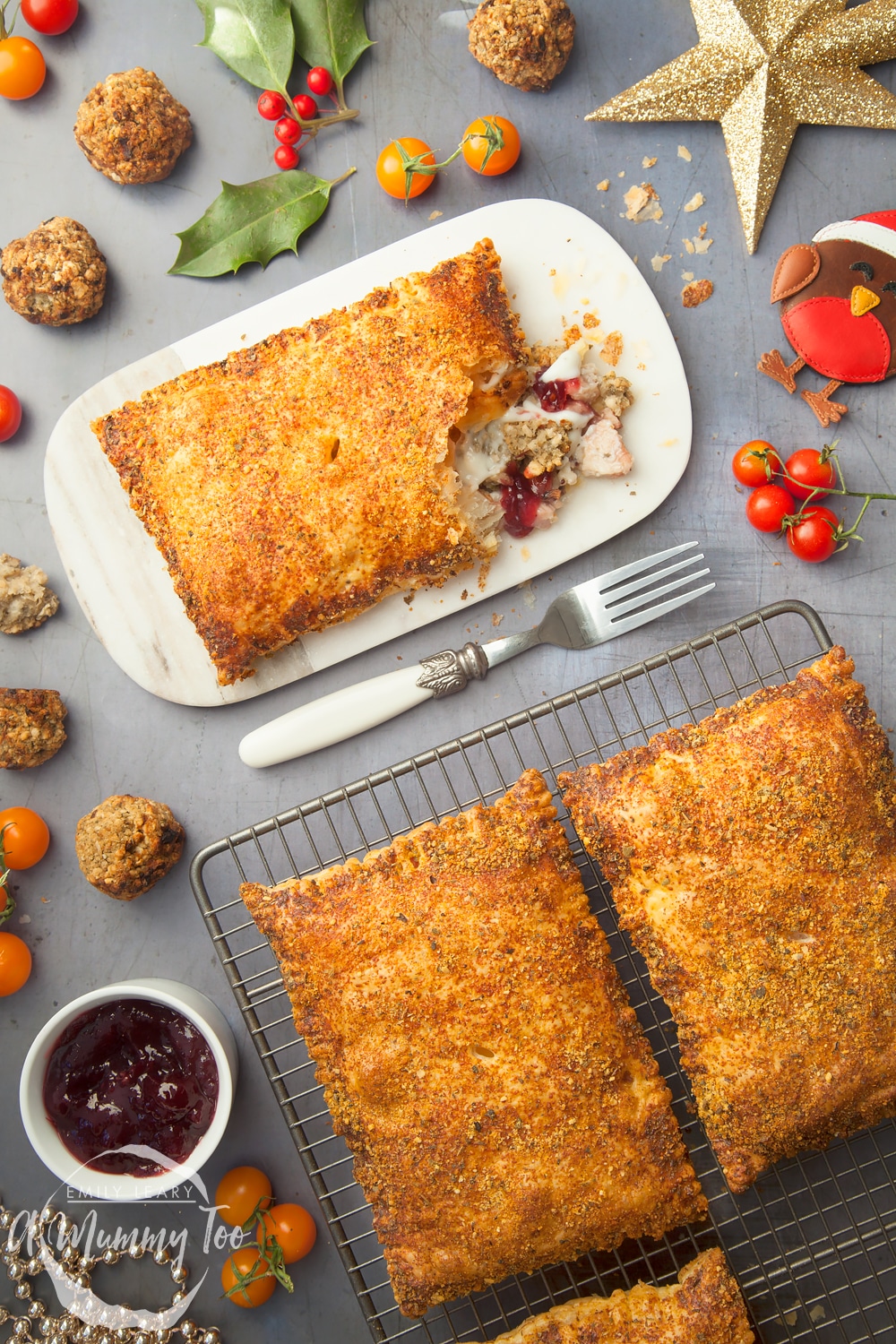 Leftover turkey bacon and stuffing hand pies