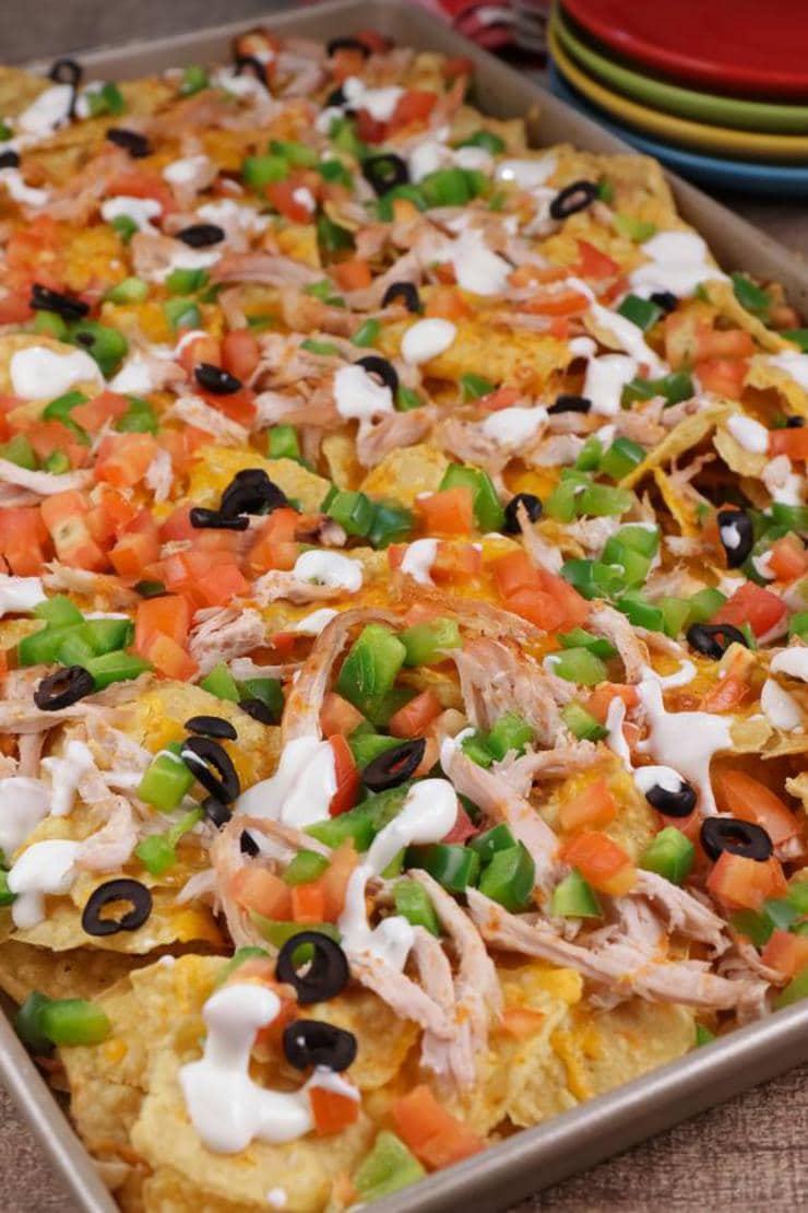 leftover turkey sheet pan nachos