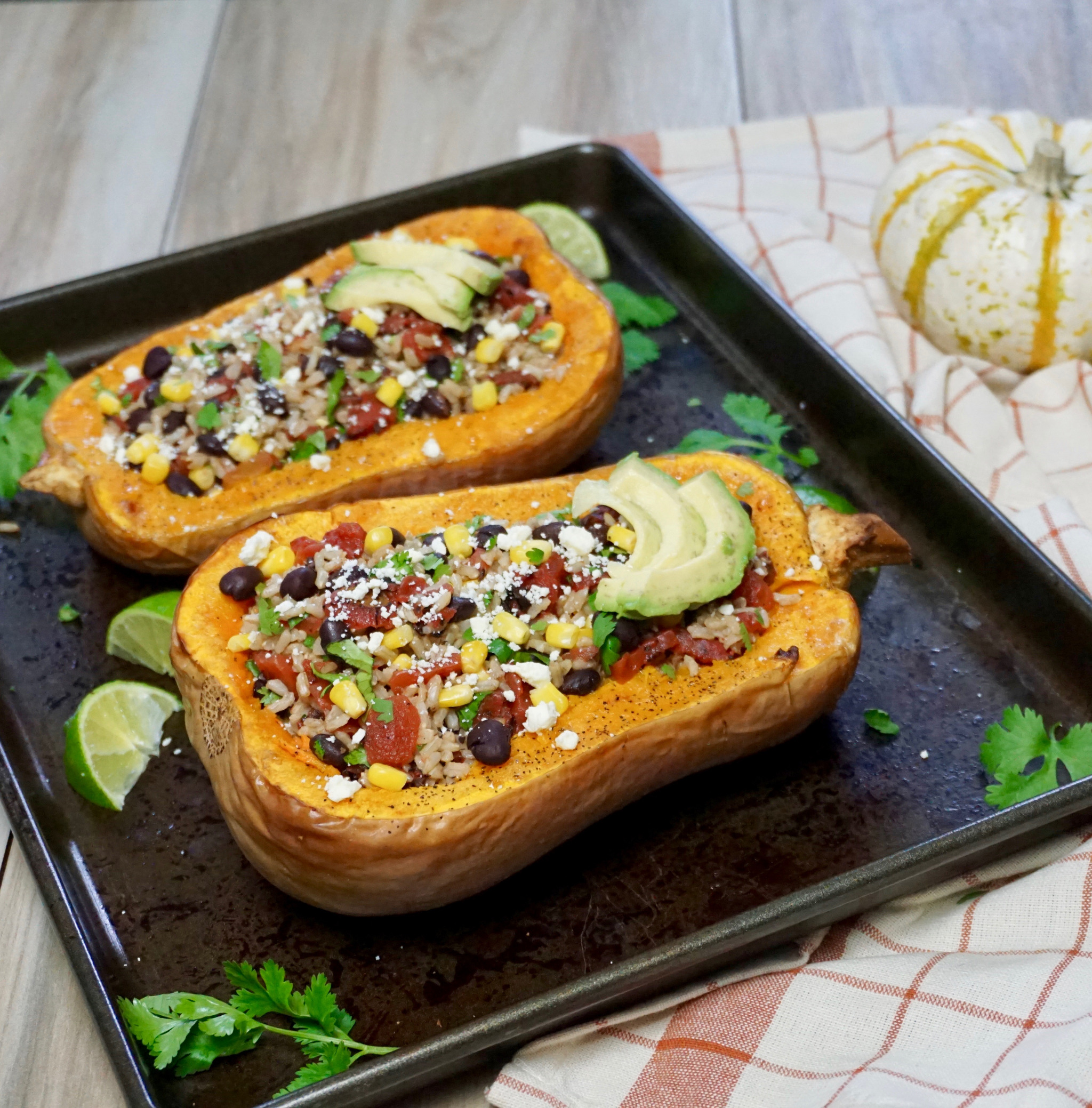 Stuffed Butternut Squash with Mexican Rice