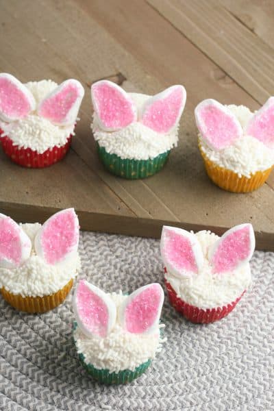Bunny ear cupcakes