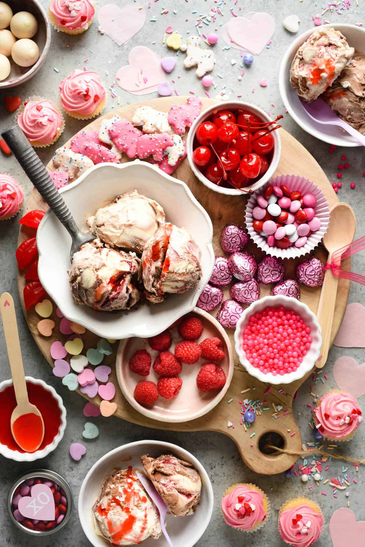 Valentine's Day Dessert Board Sundae Bar