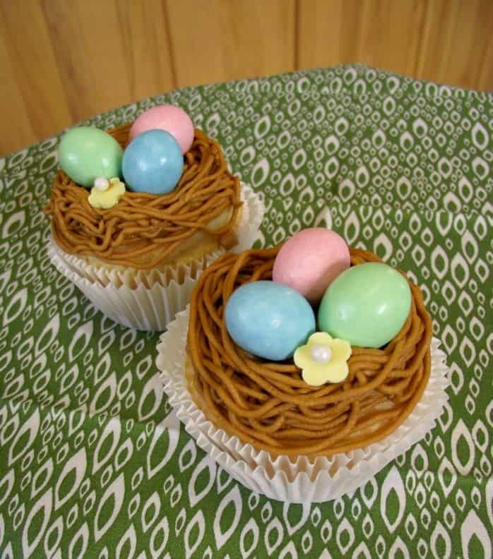 Easy birds nest cupcakes