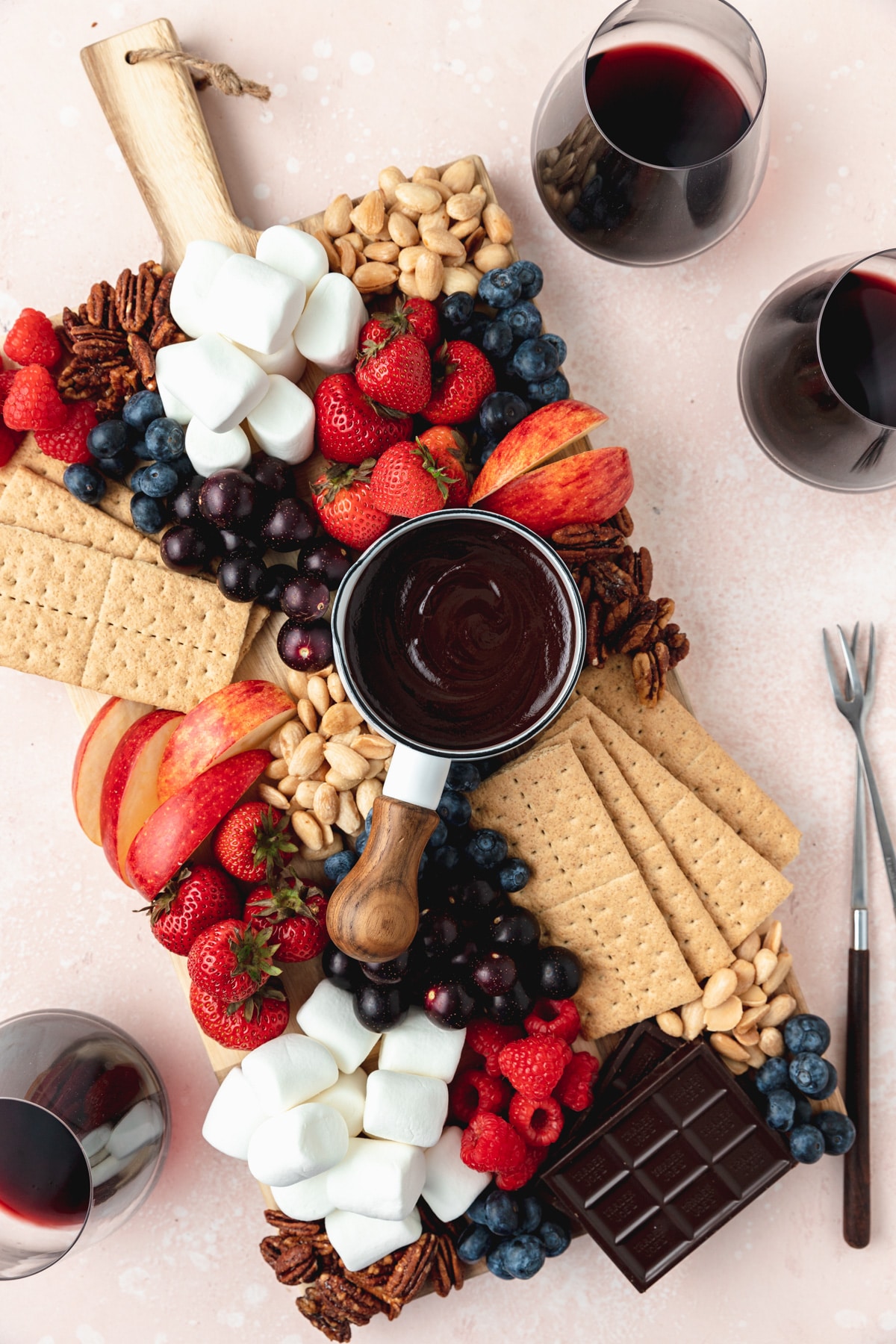 Dark Chocolate Fondue for Valentine's Charcuterie boards