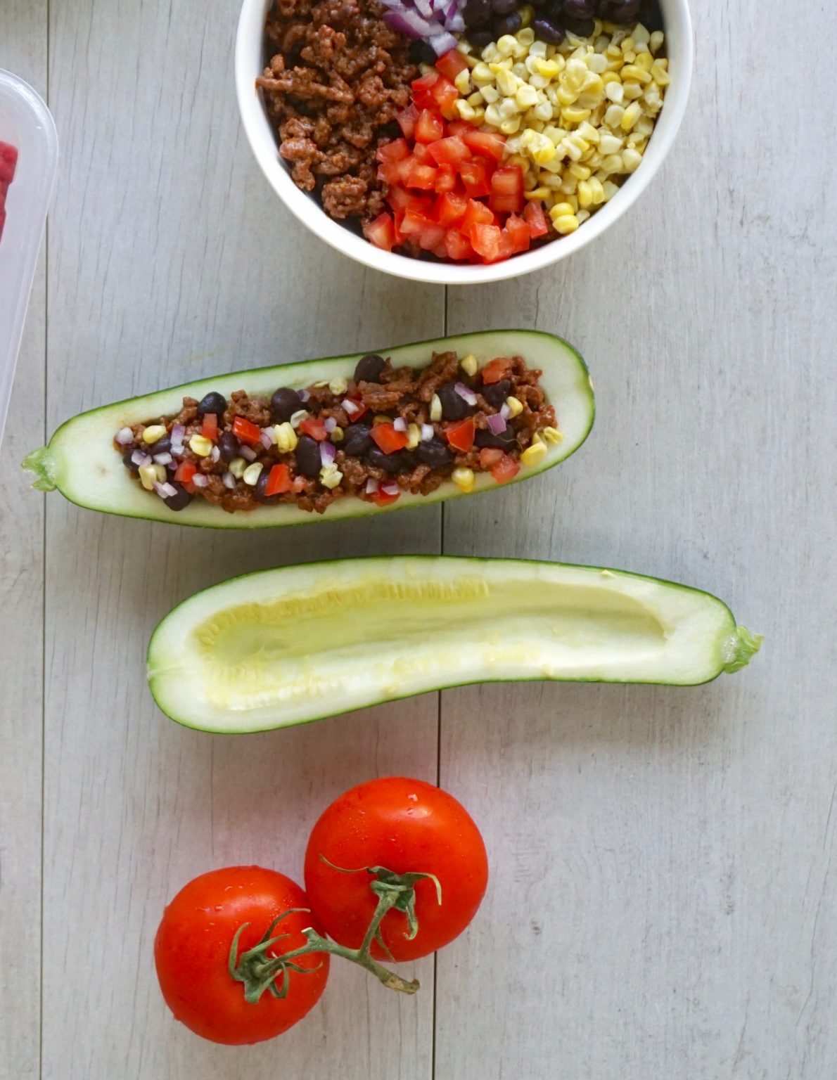 Southwest Zucchini Boats Stuffed with Ground Beef