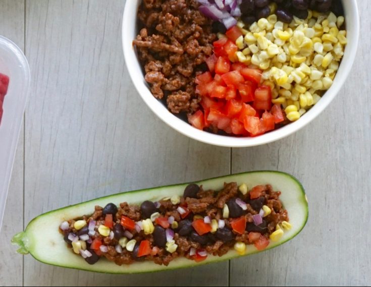 Southwest Zucchini Boats Stuffed with Ground Beef