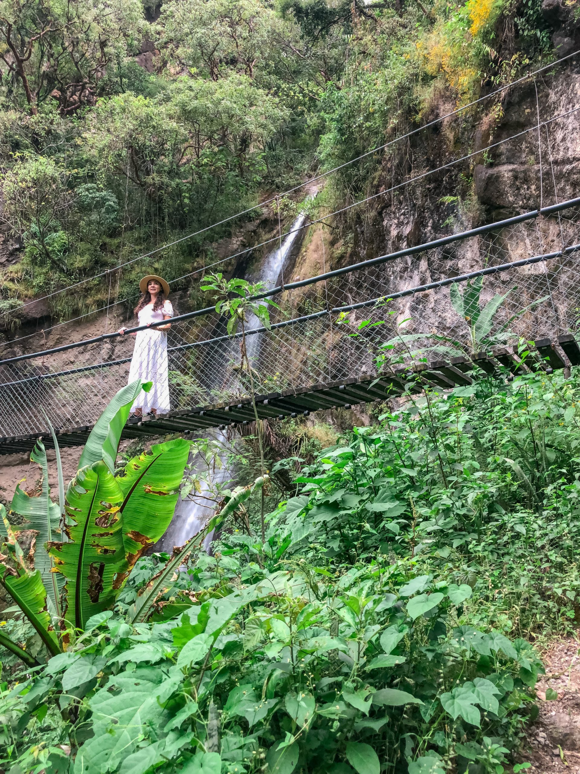 Reserva Natural de Atitlan hanging bridges and waterfall