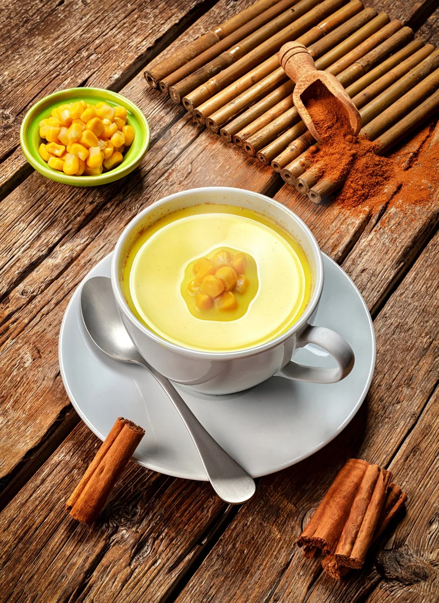 Atol de elote, bebida caliente y espesa de elote con canela
