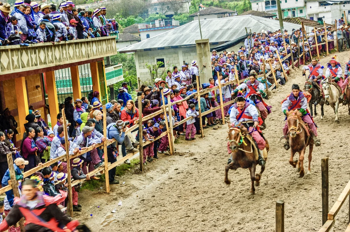 The traditional horse race in Todos Santos Cuchumatán on Day of the Dead
