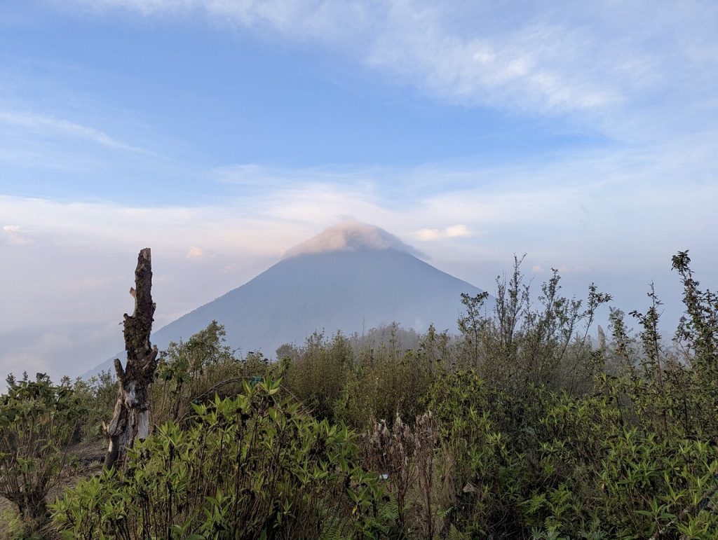View from the Volcán Tolimán hike overlooking the mountains near Lake Atitlán Guatemala