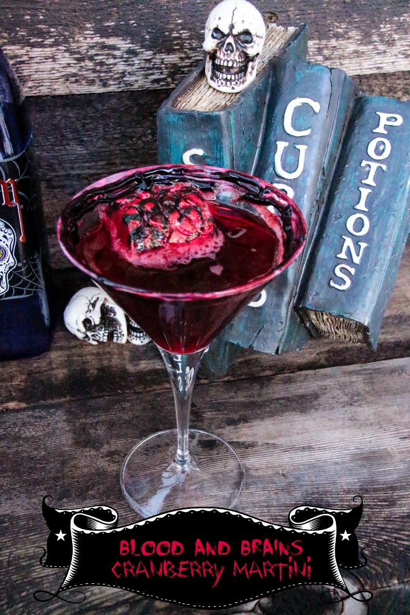 Blood Brains Cranberry Martini Gory Halloween Cocktail