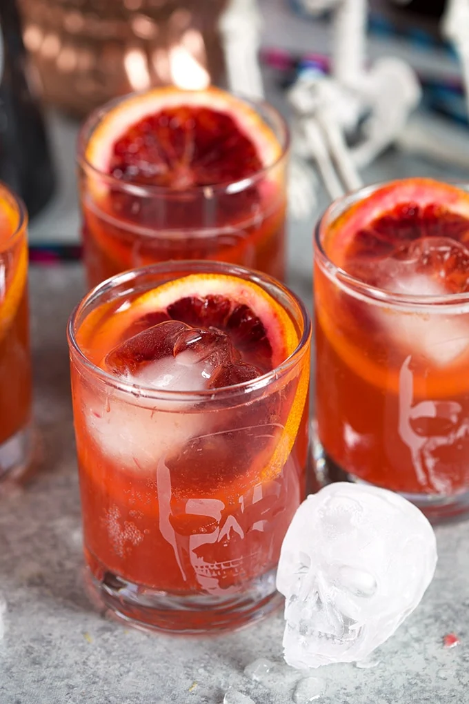 Blood Orange Dark and Stormy Halloween Cocktail