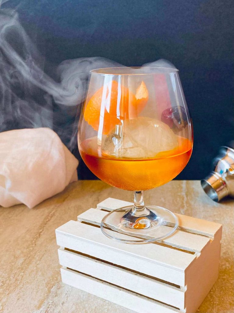 smoked old fashioned easy Halloween cocktail