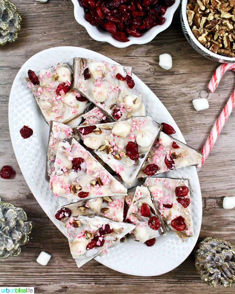 Cranberry peppermint holiday bark