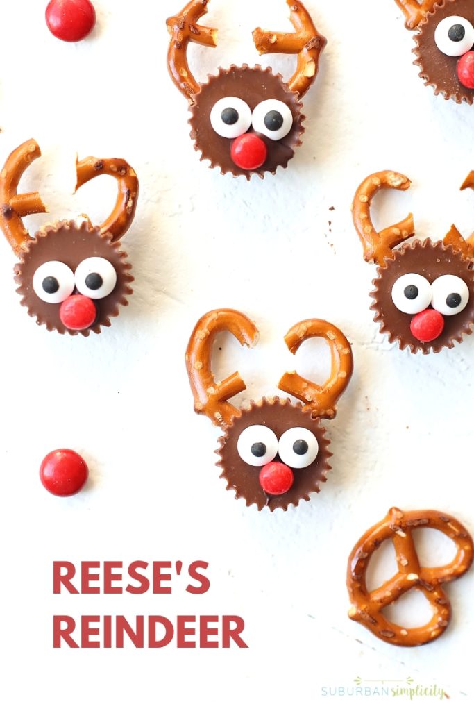 Easy Christmas snacks for kids Reeses Reindeer