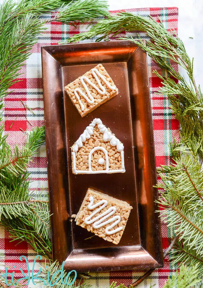 Gingerbread Rice Krispie treats holiday snacks
