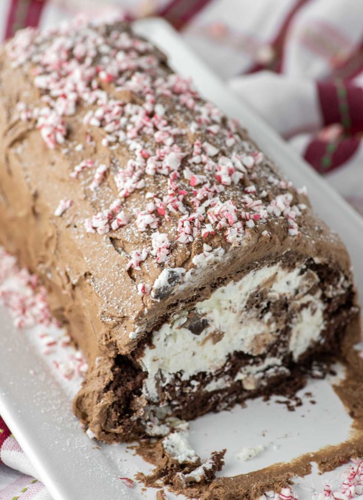 Peppermint bark yule log