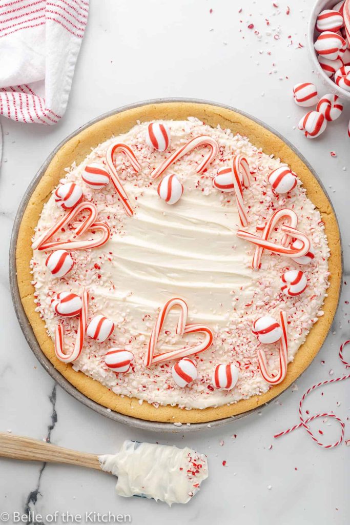 Peppermint Cookie Pizza Christmas treat