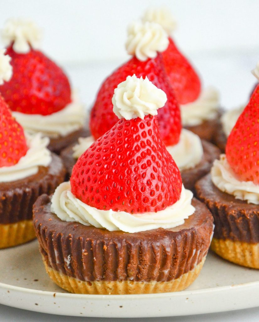 Santa hat cheesecake bites Christmas dessert