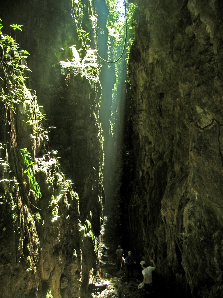 Canyon at Aguateca Mayan site in Guatemala