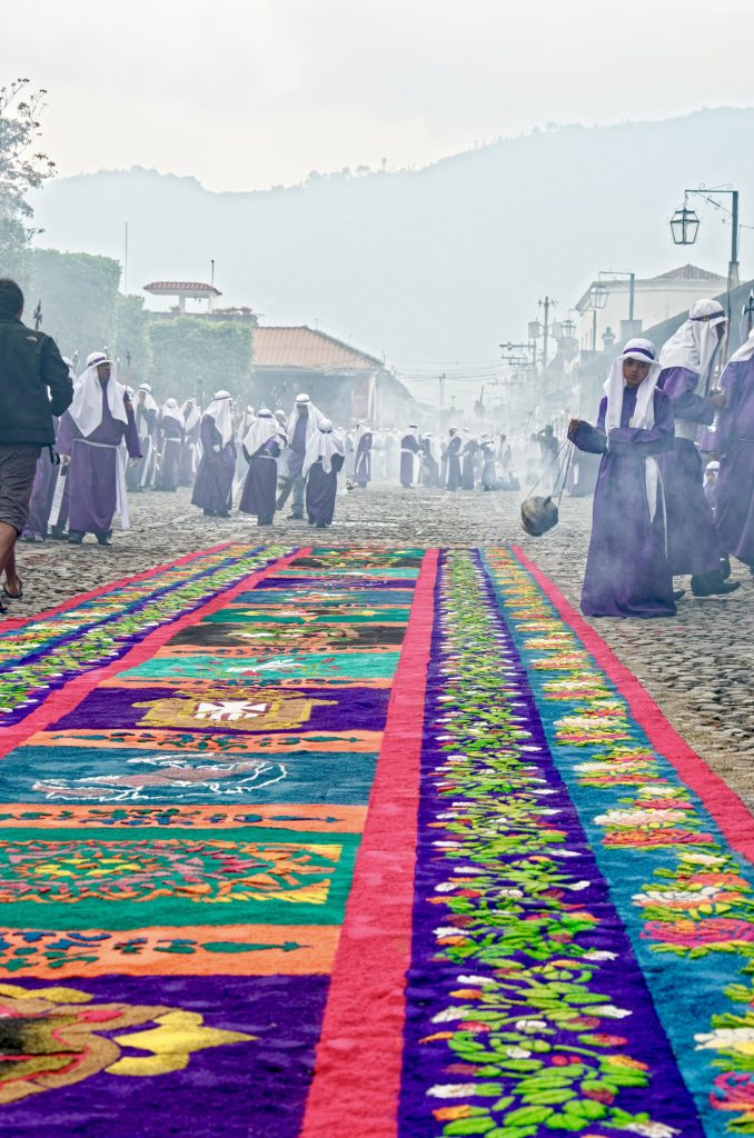 Semana Santa alfombras sawdust carpets in Guatemala
