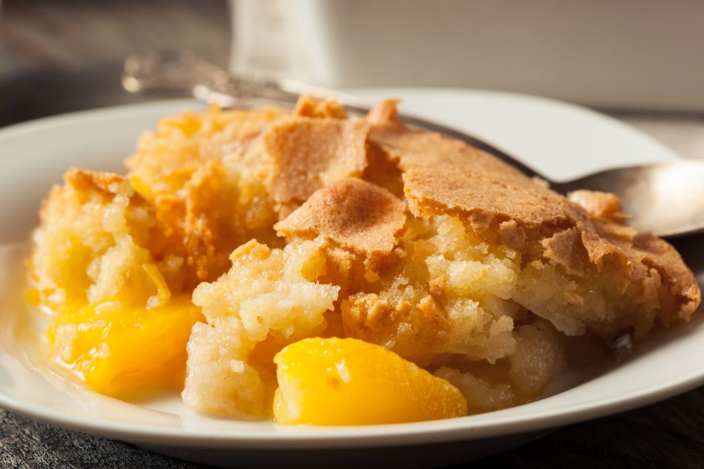 Delicious peach and mango cobbler