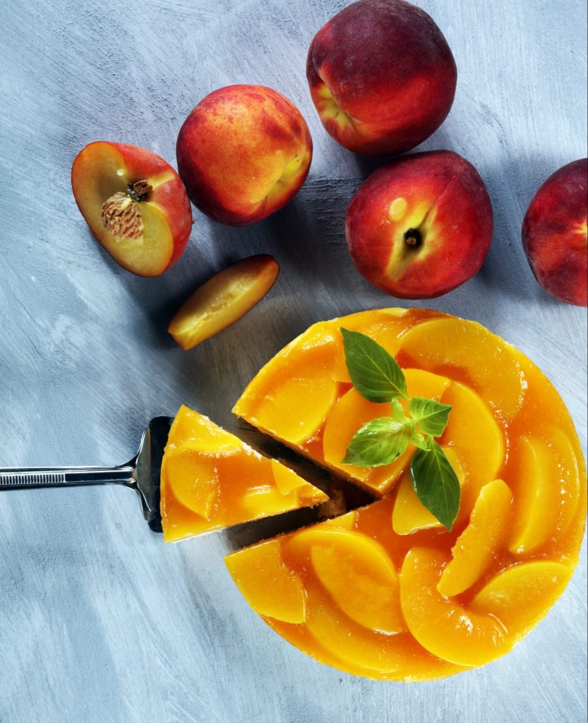 No-bake peach cheesecake made with canned peaches