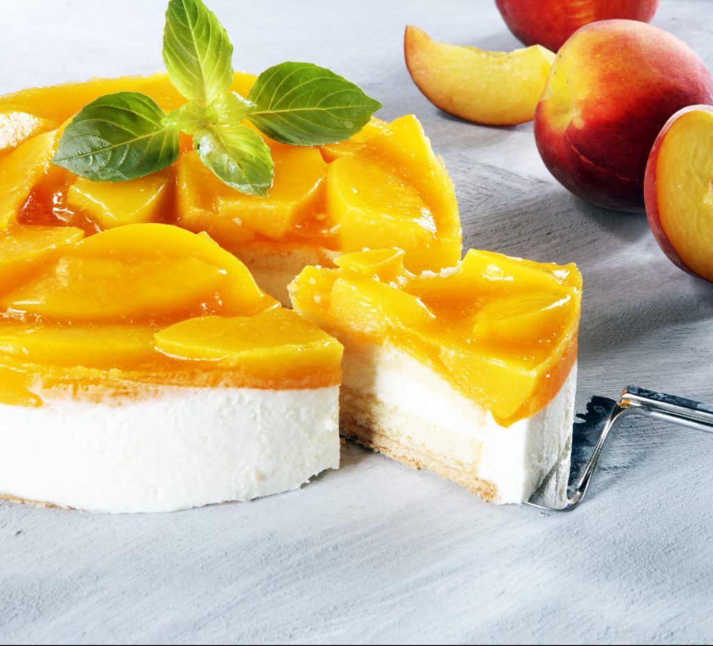 No-bake peach cheesecake made with canned peaches