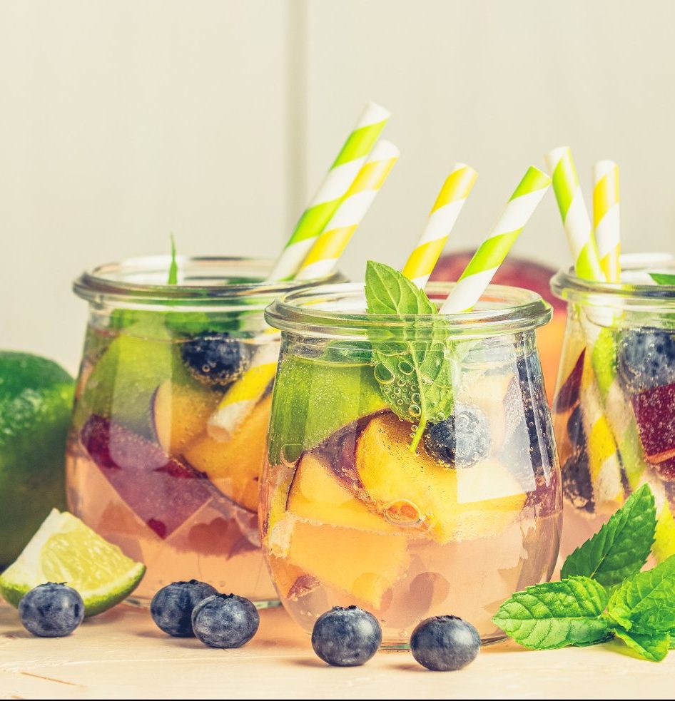 Sparkling rosé peach sangria