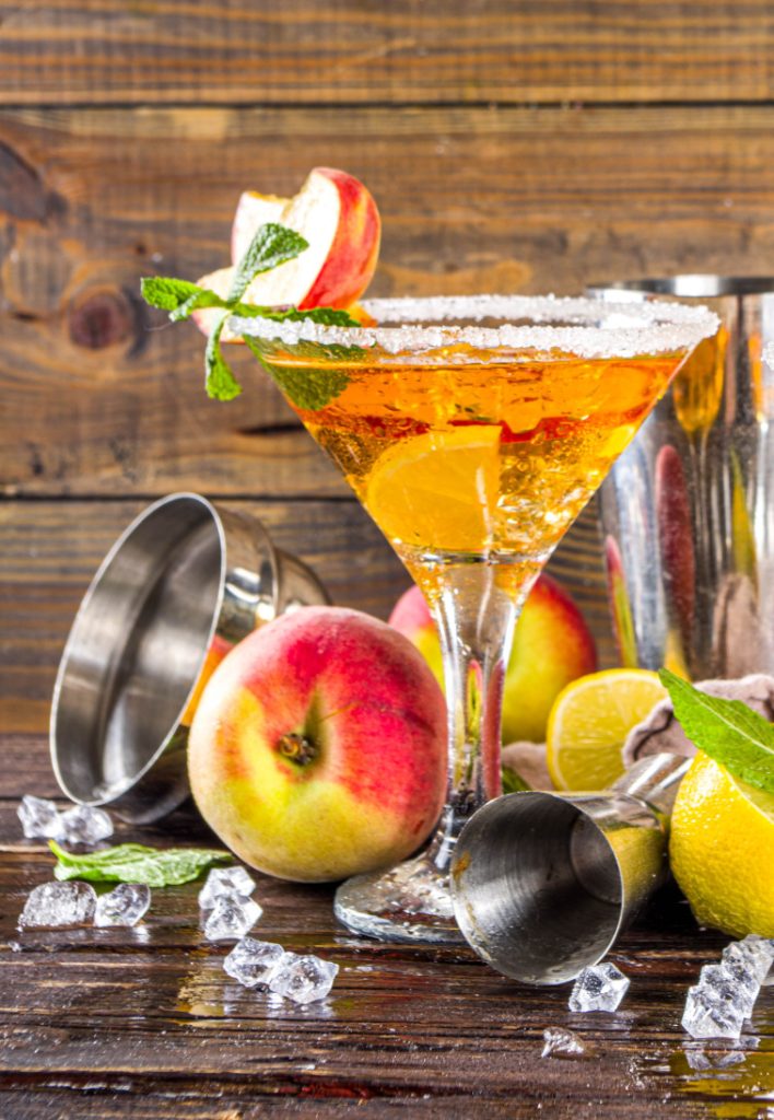 mango and peach martini cocktail