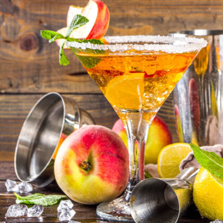 mango and peach martini cocktail