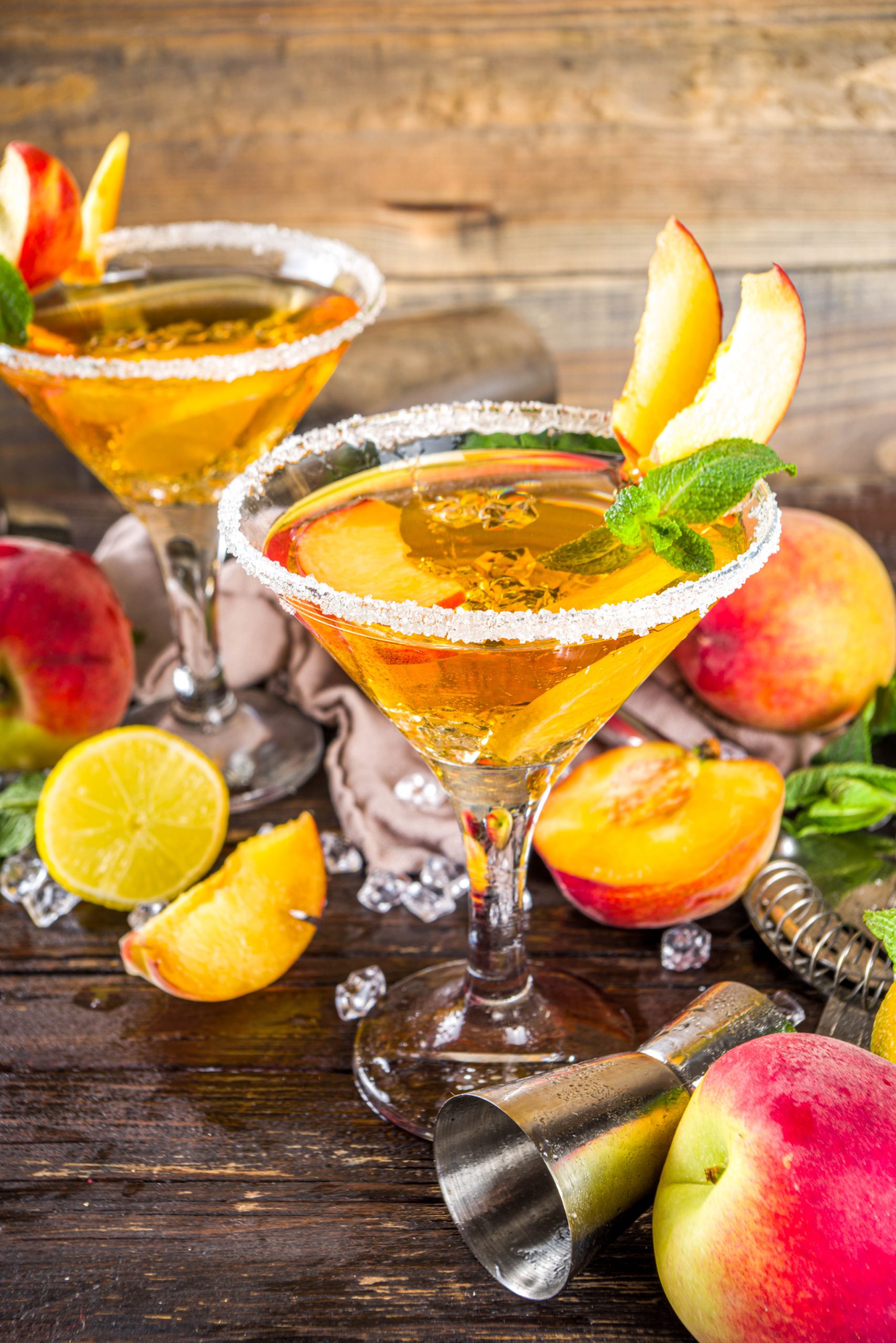 peach and mango martini tropical cocktail