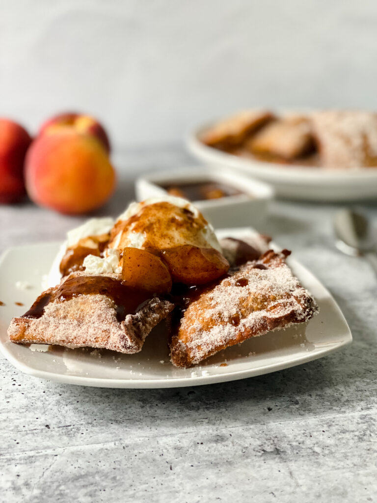 Peach cobbler ravioli bites