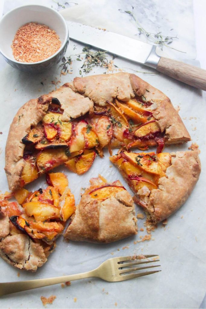 Peach almond and coconut peach pie