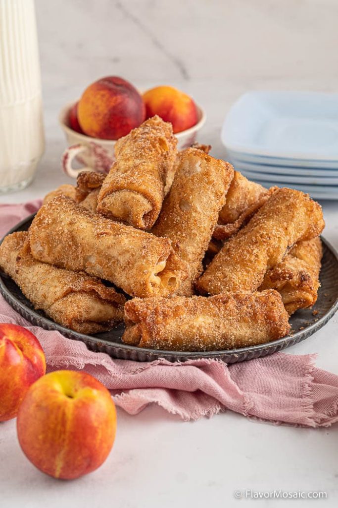 Peach cobbler egg rolls