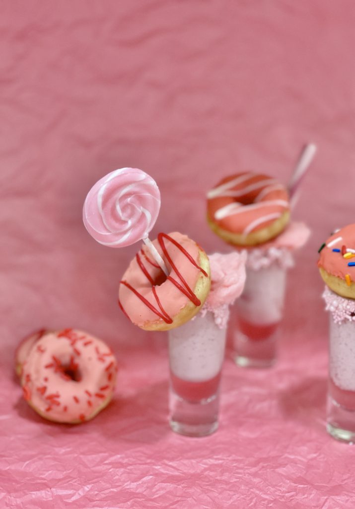 Barbie boozy milkshake in a shot glass: mini freak shakes