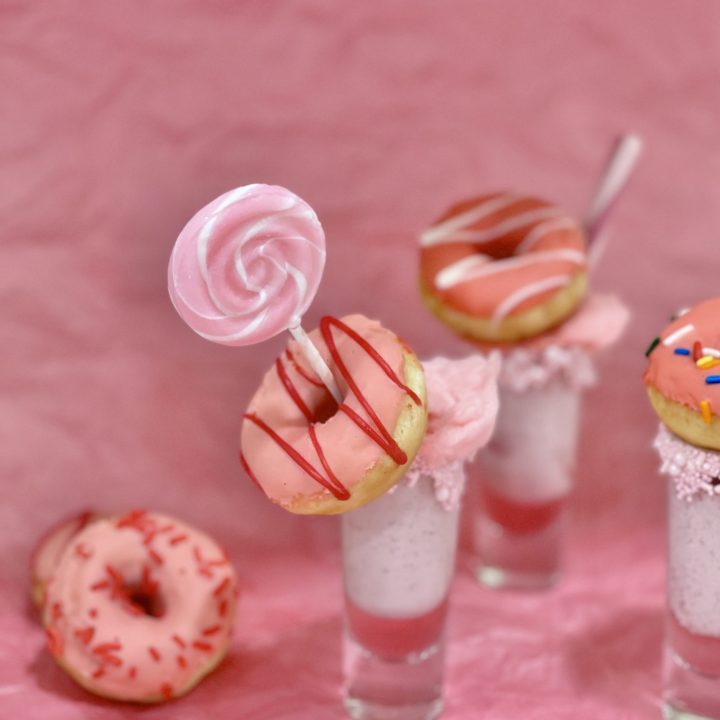 Barbie boozy milkshake in a shot glass: mini freak shakes