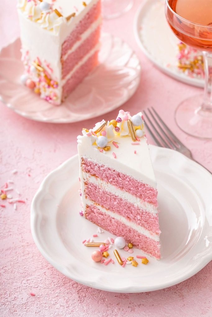 Pink champagne cake and best desserts for a Barbie themed party for adults