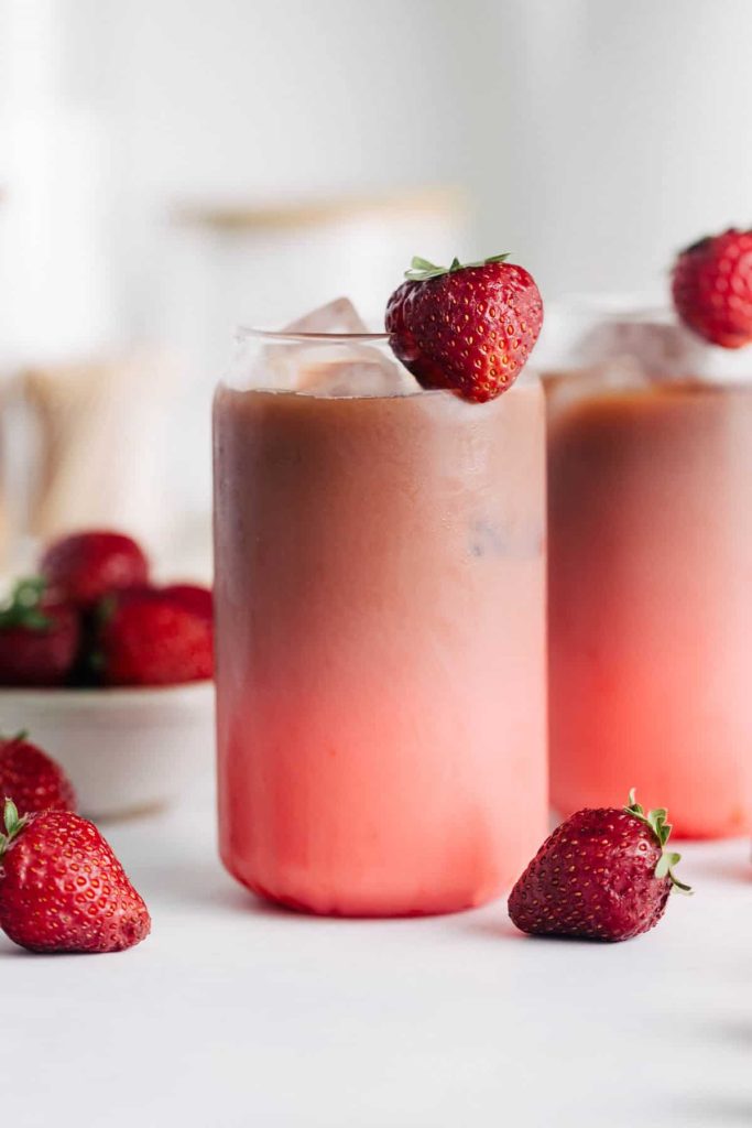 Strawberry latte and other pink drinks for a Barbie Brunch