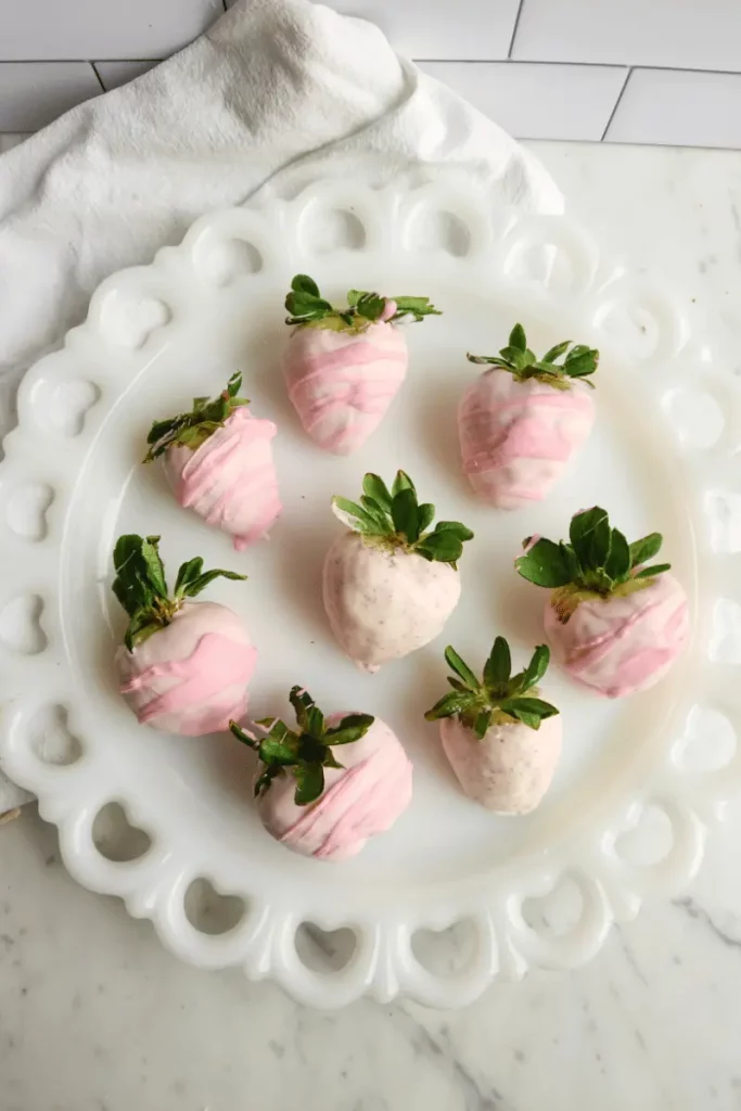 Pink chocolate covered strawberries and other pink foods for you Barbie party