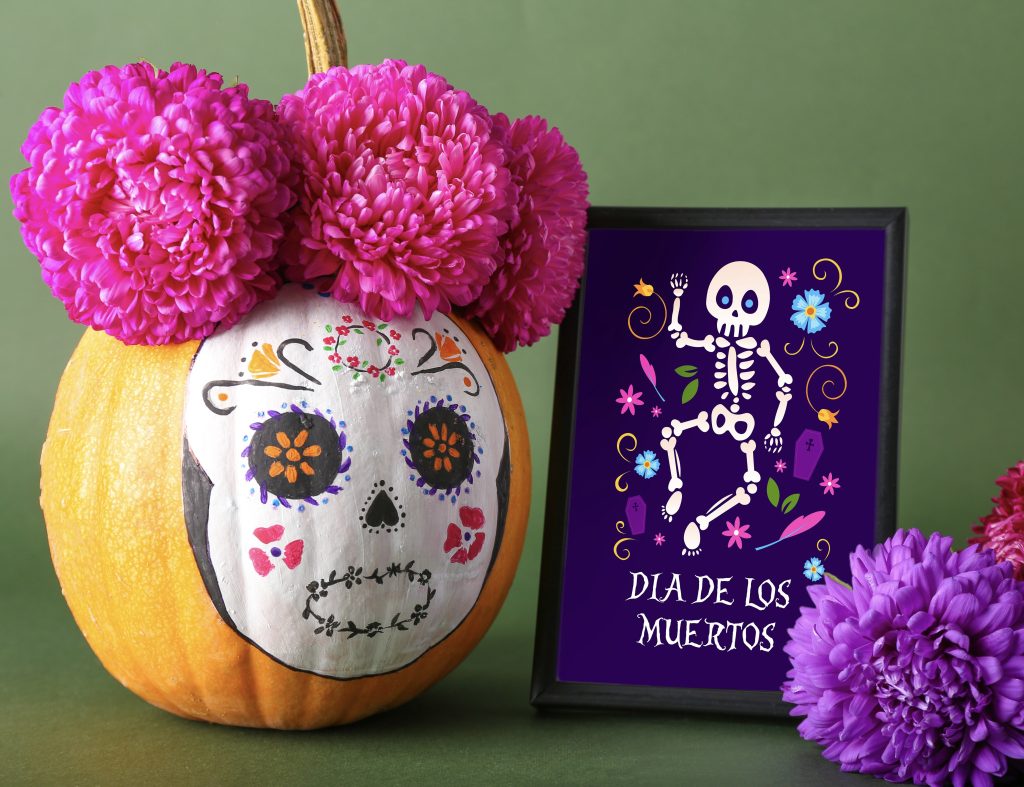 Day of the Dead painted pumpkins