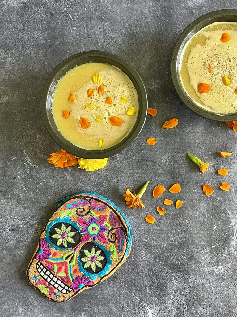 Recipe for Marigold (Cempasuchil) flan for Day of the Dead