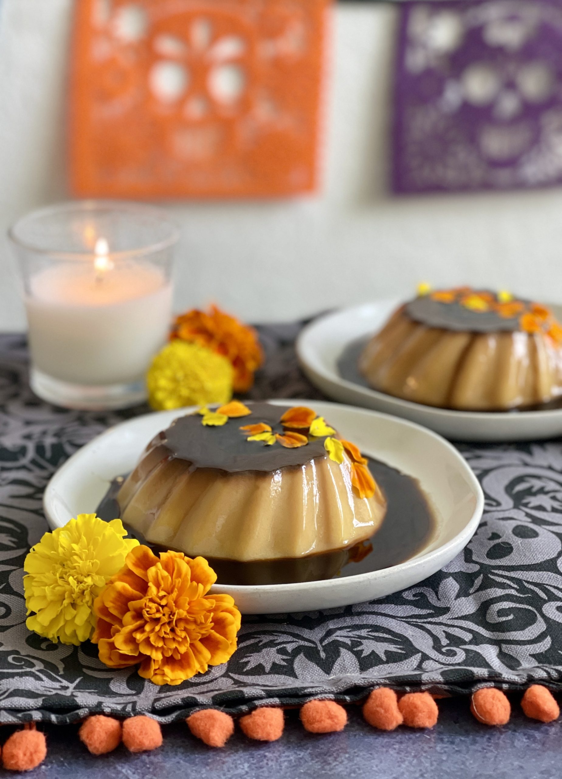 Marigold (cempasuchil) flan recipe for Day of the Dead